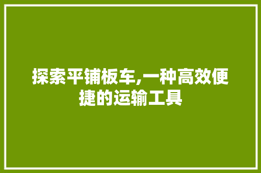 探索平铺板车,一种高效便捷的运输工具