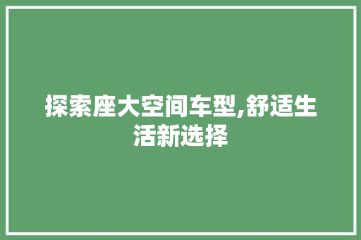 探索座大空间车型,舒适生活新选择