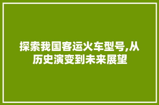 探索我国客运火车型号,从历史演变到未来展望