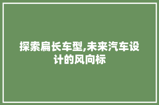 探索扁长车型,未来汽车设计的风向标
