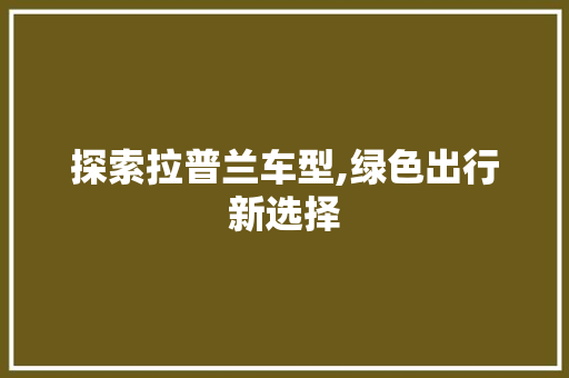 探索拉普兰车型,绿色出行新选择