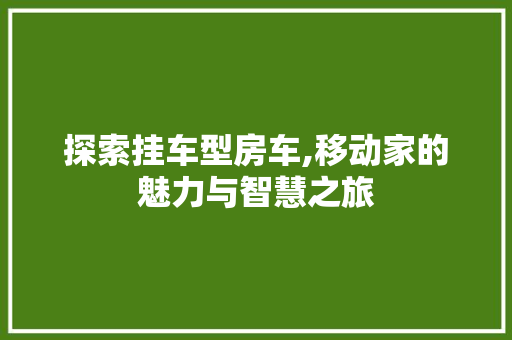探索挂车型房车,移动家的魅力与智慧之旅