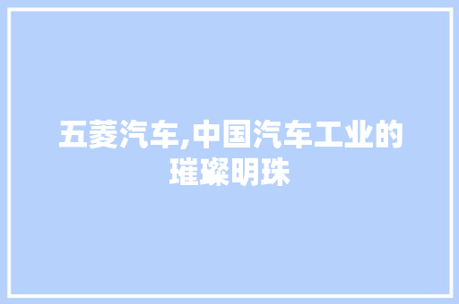 五菱汽车,中国汽车工业的璀璨明珠