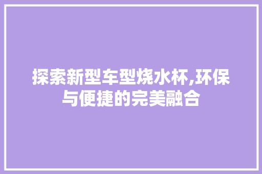 探索新型车型烧水杯,环保与便捷的完美融合