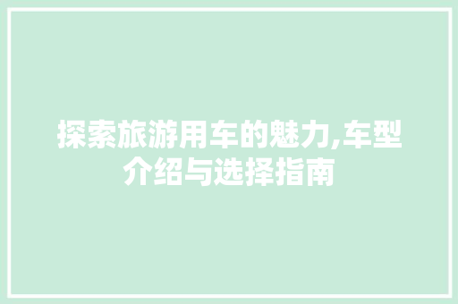 探索旅游用车的魅力,车型介绍与选择指南 车灯配件
