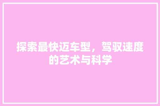 探索最快迈车型，驾驭速度的艺术与科学