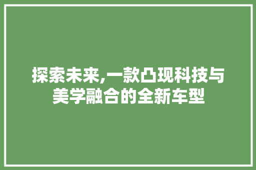 探索未来,一款凸现科技与美学融合的全新车型