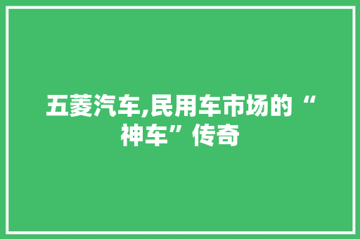 五菱汽车,民用车市场的“神车”传奇