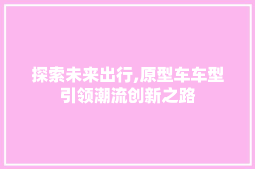探索未来出行,原型车车型引领潮流创新之路