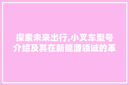 探索未来出行,小叉车型号介绍及其在新能源领域的革新作用