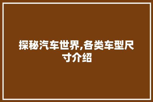 探秘汽车世界,各类车型尺寸介绍 蓄电池配件