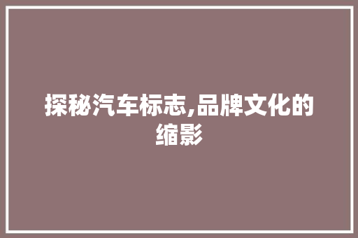 探秘汽车标志,品牌文化的缩影