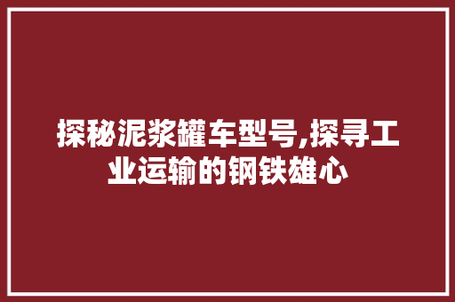 探秘泥浆罐车型号,探寻工业运输的钢铁雄心