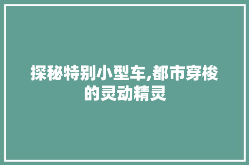 探秘特别小型车,都市穿梭的灵动精灵