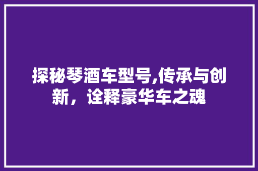 探秘琴酒车型号,传承与创新，诠释豪华车之魂