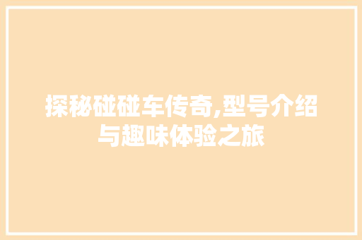 探秘碰碰车传奇,型号介绍与趣味体验之旅