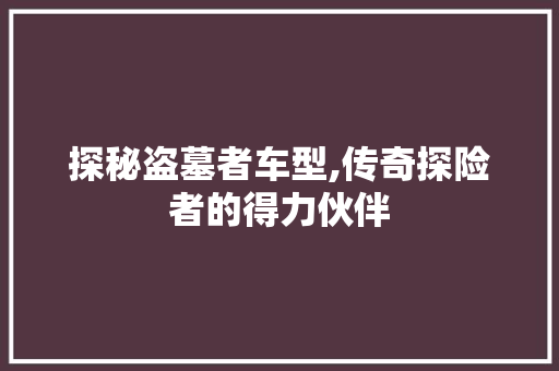 探秘盗墓者车型,传奇探险者的得力伙伴