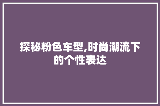 探秘粉色车型,时尚潮流下的个性表达