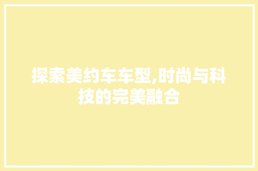 探索美约车车型,时尚与科技的完美融合 新能源汽车