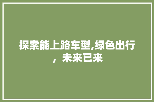 探索能上路车型,绿色出行，未来已来