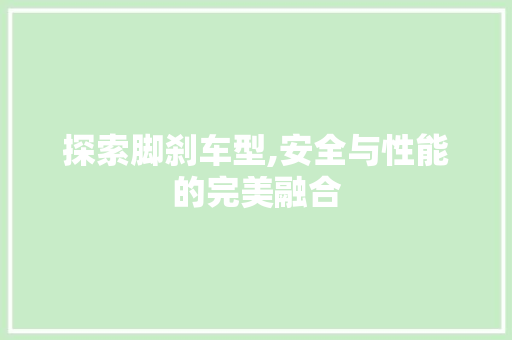探索脚刹车型,安全与性能的完美融合