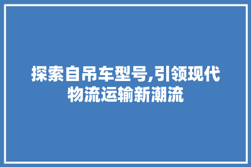 探索自吊车型号,引领现代物流运输新潮流