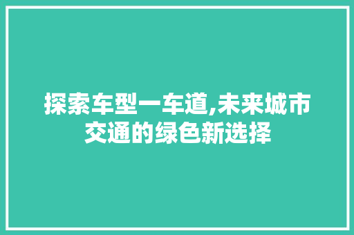 探索车型一车道,未来城市交通的绿色新选择