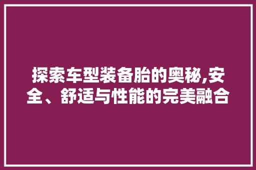 探索车型装备胎的奥秘,安全、舒适与性能的完美融合