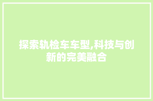 探索轨检车车型,科技与创新的完美融合