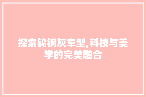 探索钨钢灰车型,科技与美学的完美融合