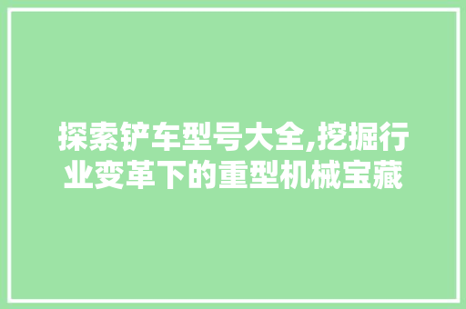 探索铲车型号大全,挖掘行业变革下的重型机械宝藏