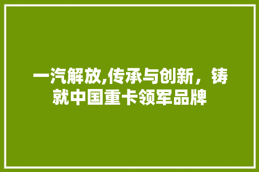 一汽解放,传承与创新，铸就中国重卡领军品牌