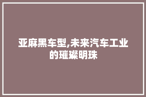亚麻黑车型,未来汽车工业的璀璨明珠