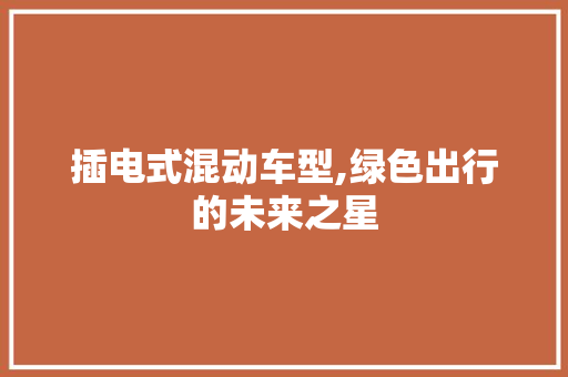 插电式混动车型,绿色出行的未来之星