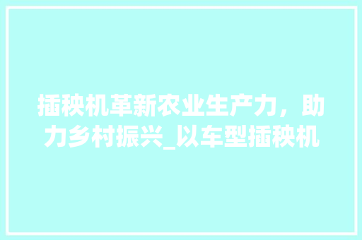 插秧机革新农业生产力，助力乡村振兴_以车型插秧机为例