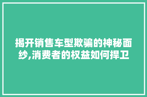 揭开销售车型欺骗的神秘面纱,消费者的权益如何捍卫