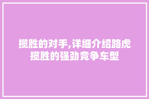 揽胜的对手,详细介绍路虎揽胜的强劲竞争车型