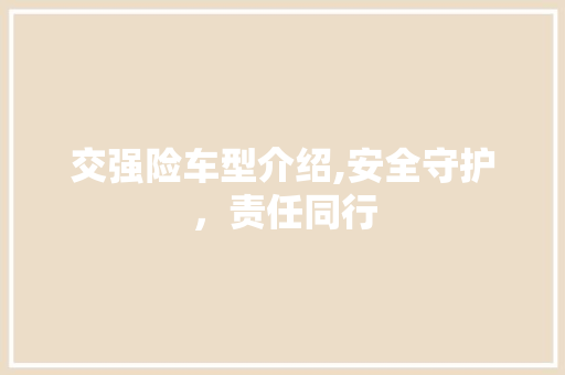 交强险车型介绍,安全守护，责任同行