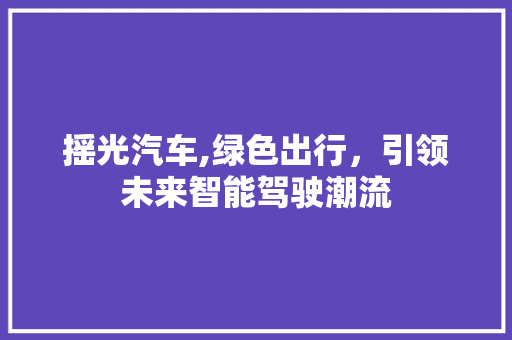 摇光汽车,绿色出行，引领未来智能驾驶潮流