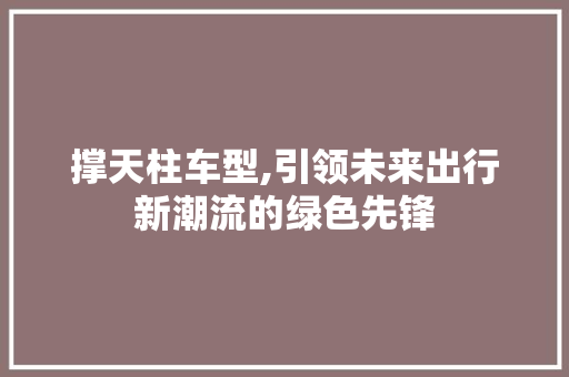 撑天柱车型,引领未来出行新潮流的绿色先锋