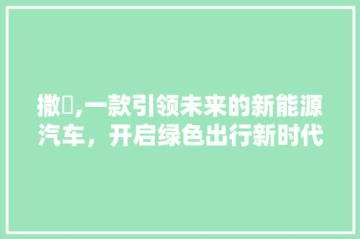 撒氺,一款引领未来的新能源汽车，开启绿色出行新时代