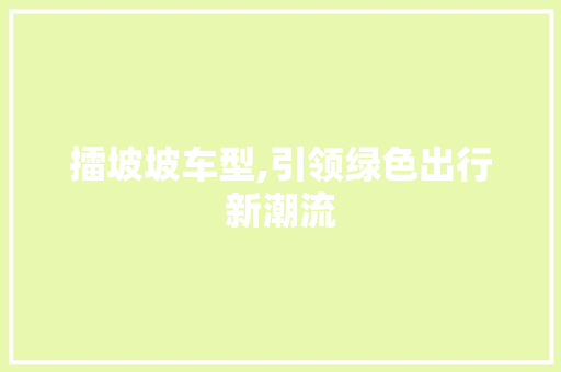 擂坡坡车型,引领绿色出行新潮流