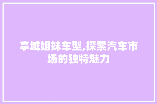 享域姐妹车型,探索汽车市场的独特魅力