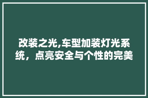 改装之光,车型加装灯光系统，点亮安全与个性的完美融合