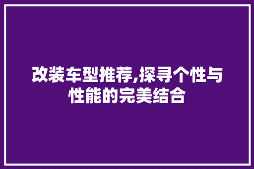 改装车型推荐,探寻个性与性能的完美结合