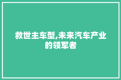 救世主车型,未来汽车产业的领军者
