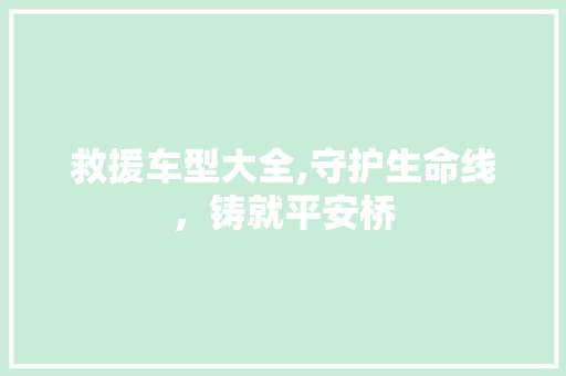 救援车型大全,守护生命线，铸就平安桥