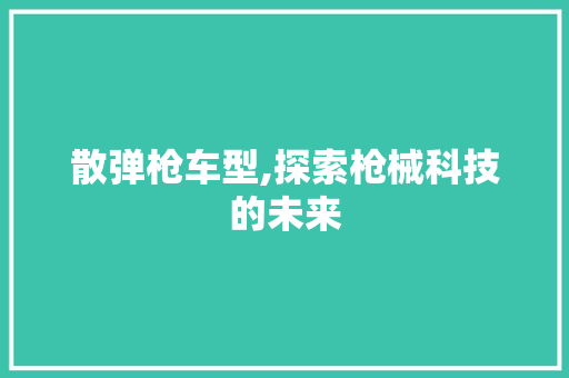 散弹枪车型,探索枪械科技的未来