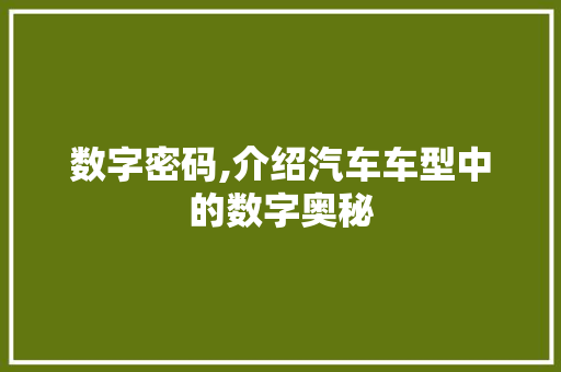 数字密码,介绍汽车车型中的数字奥秘