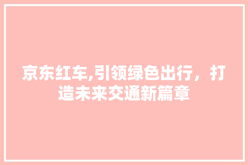 京东红车,引领绿色出行，打造未来交通新篇章